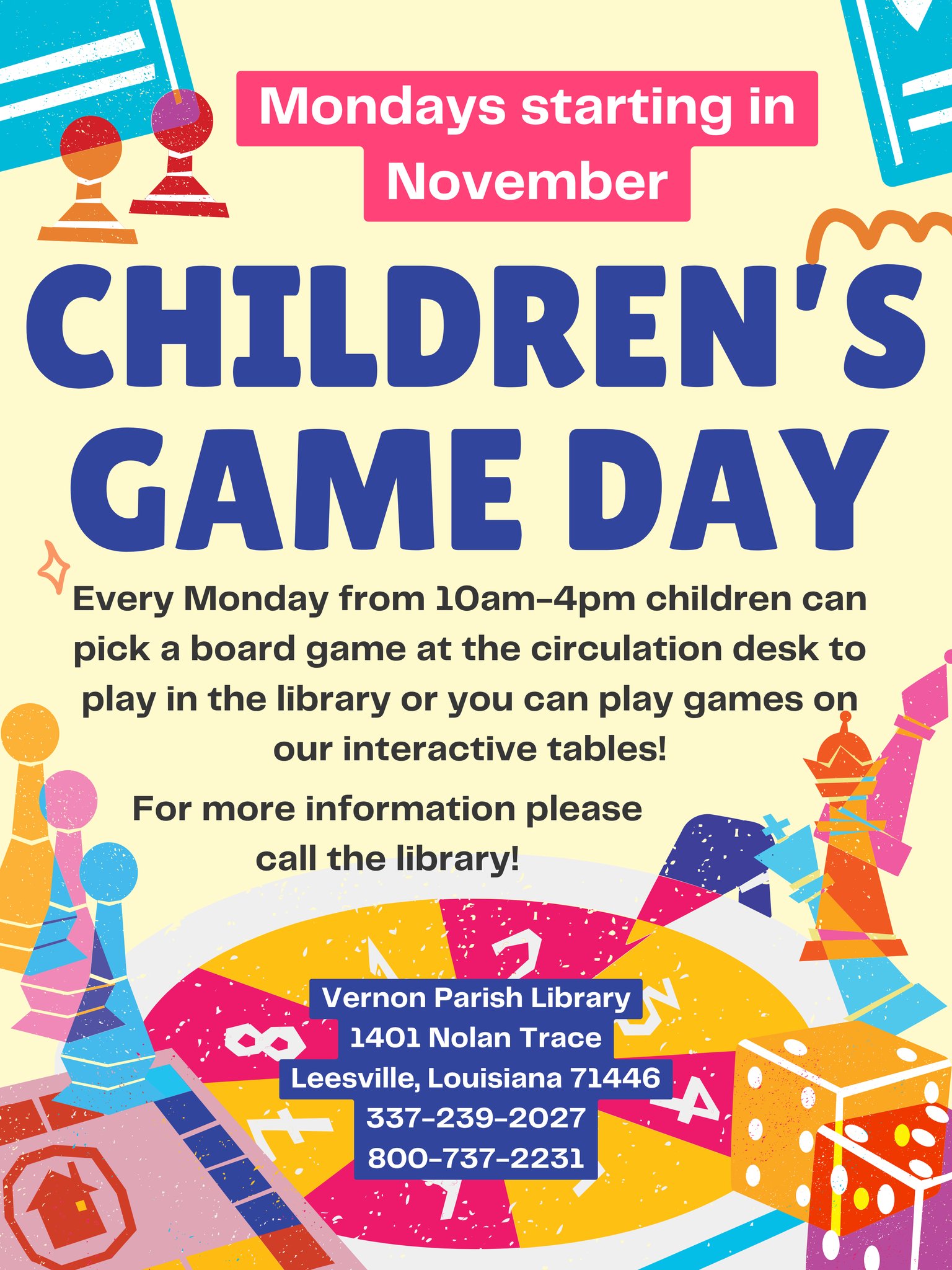 Children’s Game Day in the Children’s Wing - Vernon Parish Louisiana