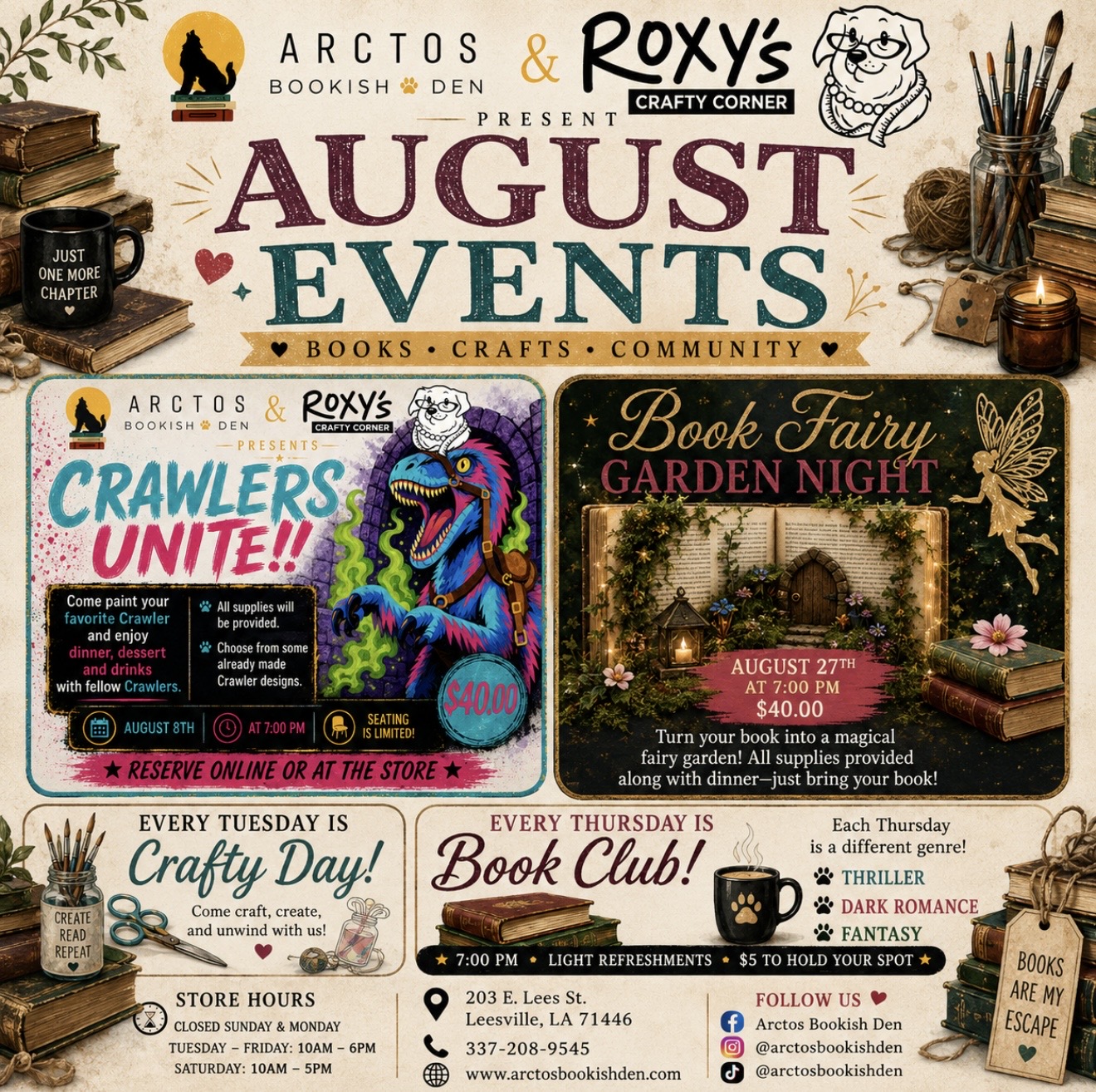 Crawler Unite Paint Night at Arctos Bookish Den & Roxy’s Crafty Corner! - Vernon Parish Louisiana
