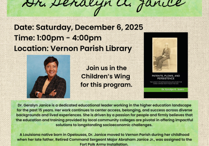 Author Autograph Party featuring Dr. Geralyn A. Janice. Dr. - Vernon Parish Louisiana